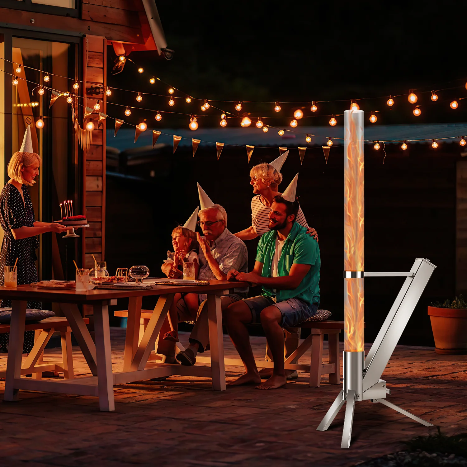 Sonnewelt Pelletfackel Feuerrohr Edelstahl mit Glasrhre