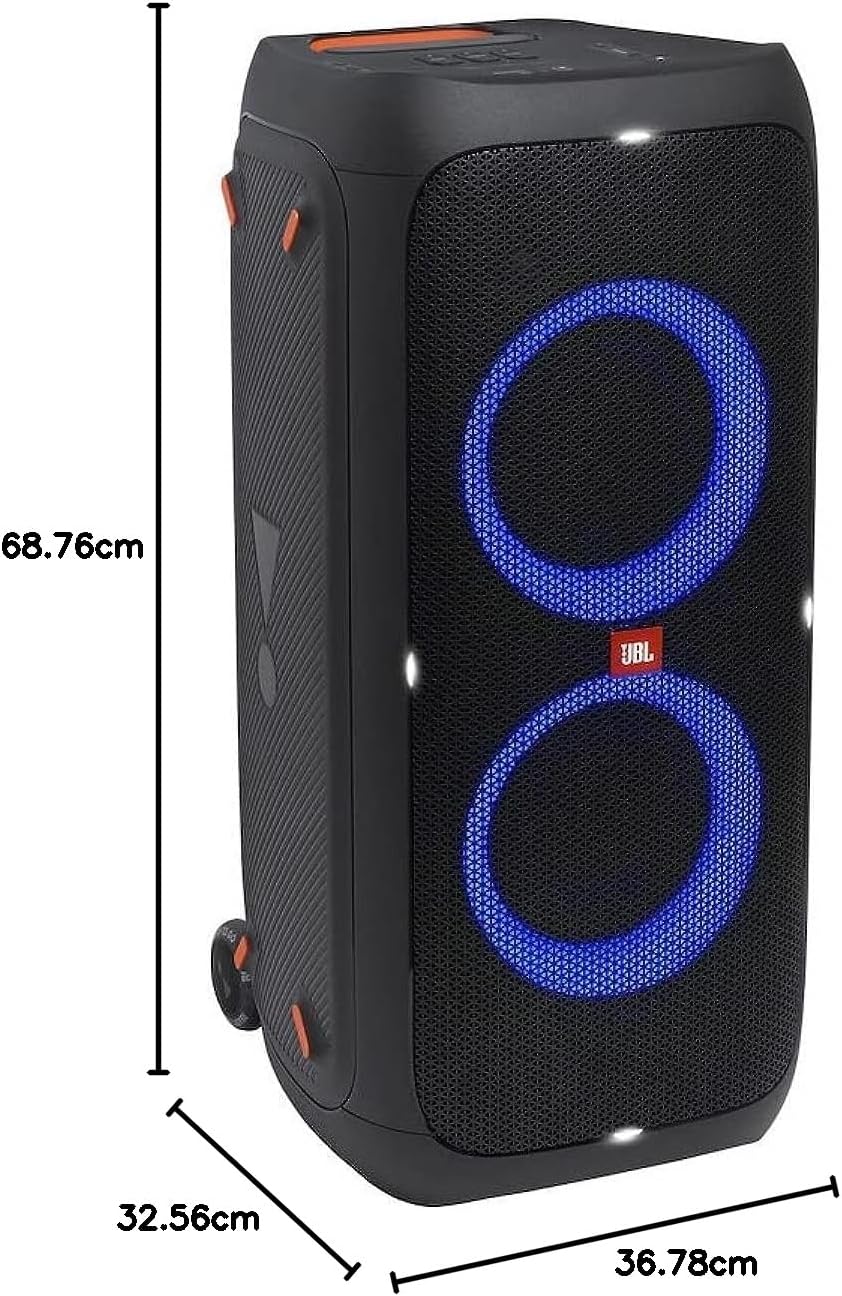 JBL PartyBox 710 - Schwarz – Trag - und rollbarer Bluetooth Party-Lautsprecher mit Lichteffekten – Spritzwassergeschützte, mobile Musikbox