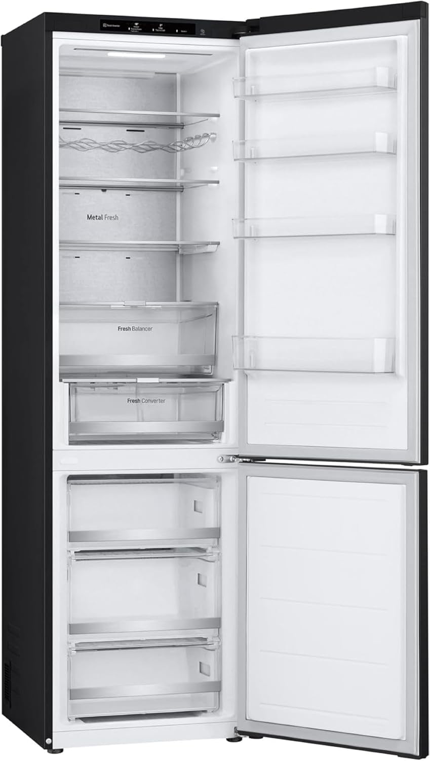 LG GBV22NCCEP Kühl-/Gefrierkombination – Smart Inverter Compressor, Total No Frost, Modern Flat Door Design, Matt Schwarz Metallic, Energieeffizienz A