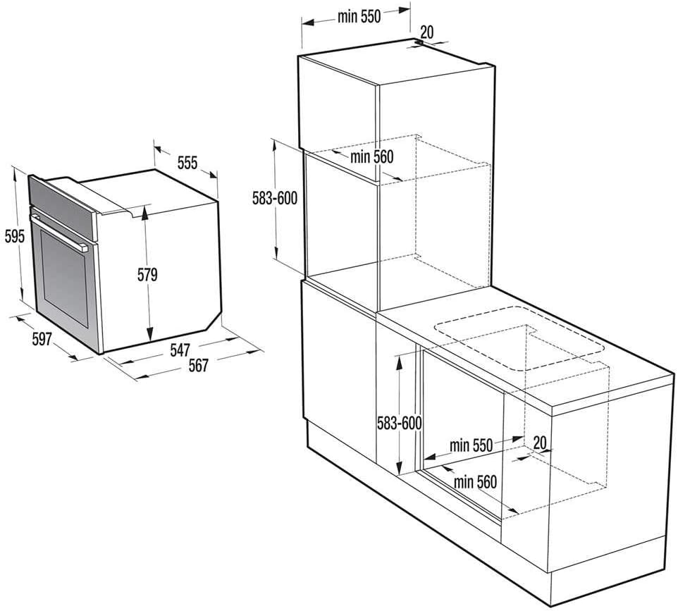 Gorenje 738971 Einbaubackofen-Set OptiBake Black Steam Pyro Set / 77L / Heißluft/Pyrolyse/ExtraSteam/GentleClose/AirFry/Pizzamode 300°C/PerfectGrill/Induktions-Kochfeld mit BridgeZone/schwarz