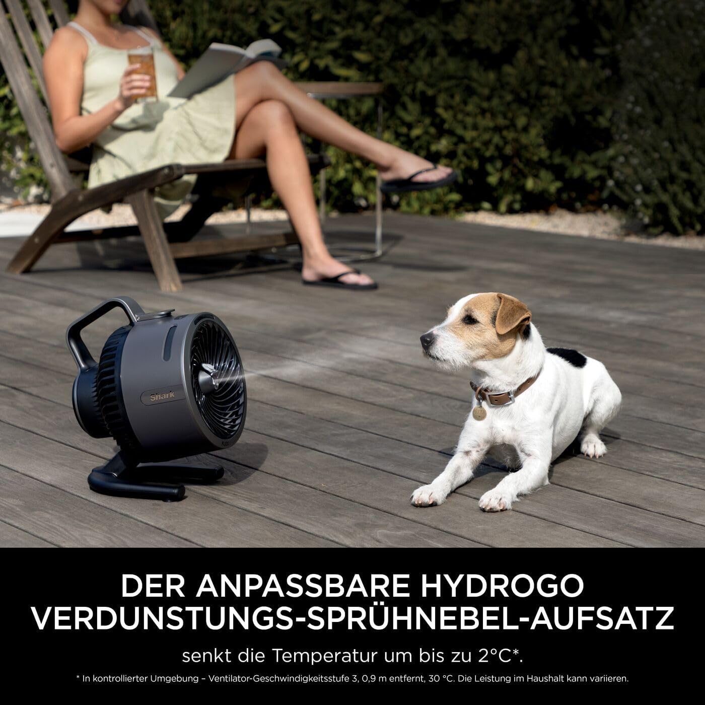 Shark FlexBreeze Ventilator Leise, Hybrid Ventilator Kabelgebunden & Kabellos, Tragbar, für Innen- und Außenbereich, UV- & Wasserbeständig, Ultraleistungsstark, Ultraleise, Weiß FA220EU