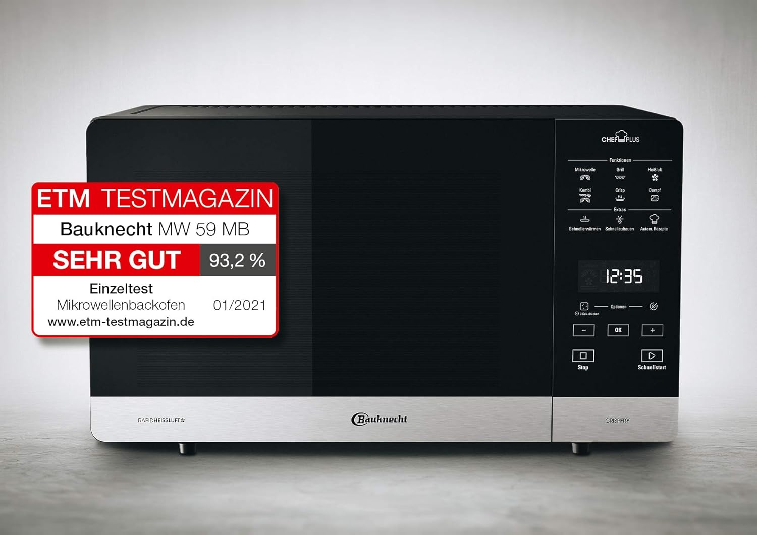 Bauknecht MW 59 MB Mikowellen- Backofen / freistehend / 25 l Garraum / 3D-System/ Automatikprogramme / Mikrowelle 800 Watt / Quarz - Grill 900 Watt / Schnellstart-Funktion,Schwarz