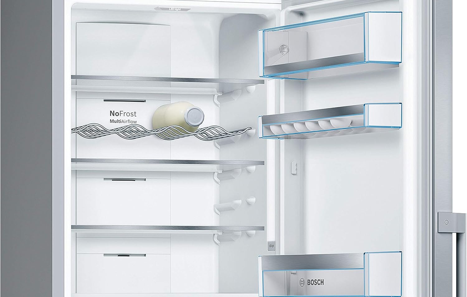 Bosch KGN36NWEA Serie 2 Kühl-Gefrier-Kombination, 186 x 60 cm, 215 L Kühlen & 87 L Gefrieren, NoFrost nie wieder abtauen, LED-Beleuchtung gleichmäßige Ausleuchtung