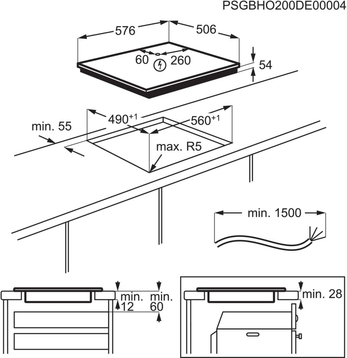 AEG Induktionskochfeld autark 60cm / 4 Zonen mit 2x Power-Funktion für schnelles Kochen / 9 Stufen / Edelstahlrahmen / Timer / Touch-Bedienung / Kindersicherung / Restwärmeanzeige / IKB6430AMB