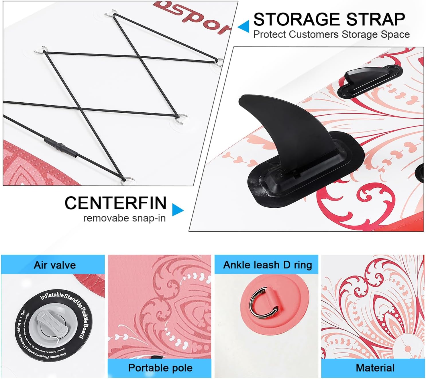 Premium-Stand-Up-Paddle-Board, Yoga-Board mit strapazierfähigem SUP-Zubehör und Tragetasche | Breiter Stand, Surf-Kontrolle, rutschfestes Deck, Leine, Paddel und Pumpe für Jugendliche und Erwachsene