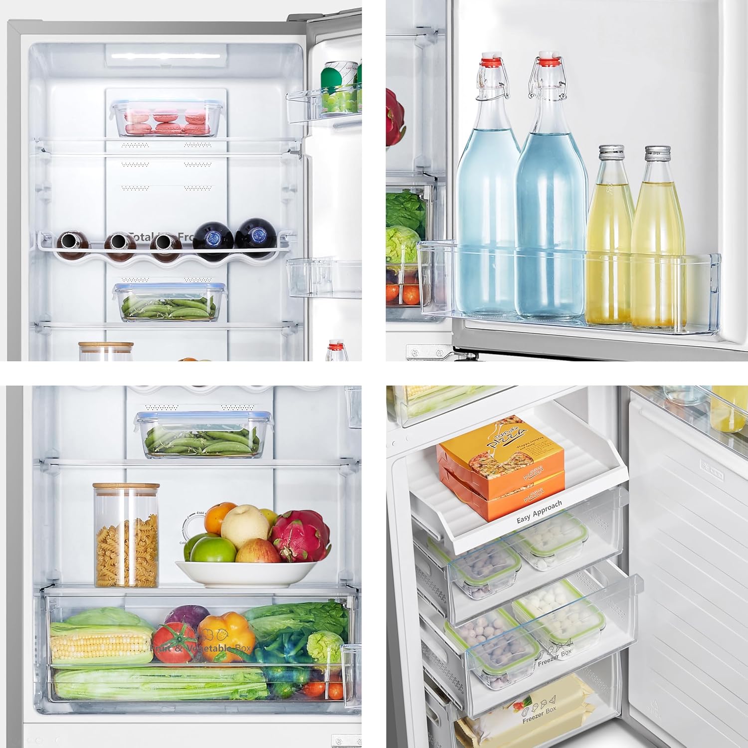 Hisense RB327N4ADD Fridge-Freezer Combination, EEK D, Total NoFrost, Interchangeable Door Hinge, Bottle Grid, 171 Litre Fridge Compartment, 85 Litre Freezer Compartment, Stainless Steel Look