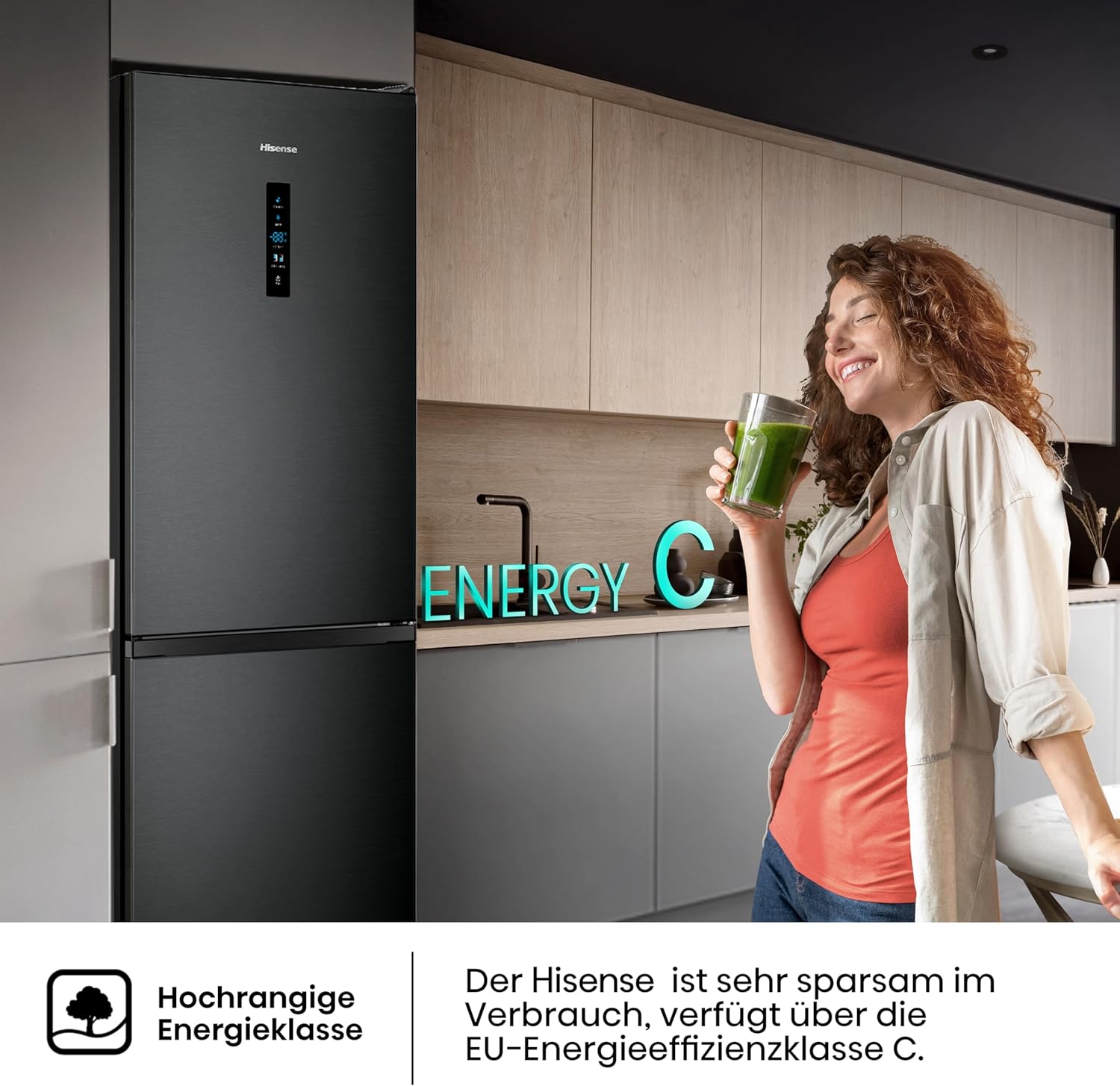 Hisense RB327N4ADD Fridge-Freezer Combination, EEK D, Total NoFrost, Interchangeable Door Hinge, Bottle Grid, 171 Litre Fridge Compartment, 85 Litre Freezer Compartment, Stainless Steel Look