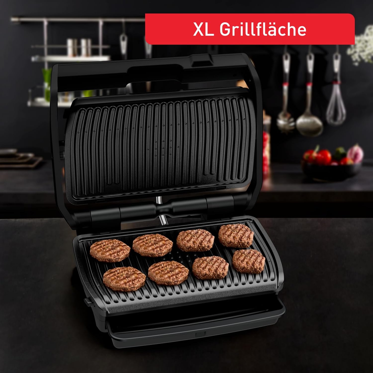 Tefal OptiGrill Elite XL Kontaktgrill, automatische Garzeitanpassung, perfekte Ergebnisse, 16 Programme, digitales Display mit Garstufenanzeige, abnehmbare XL-Platten, Elektrogrill, schwarz, GC760812