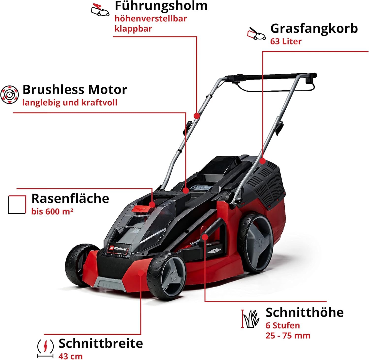 Einhell Mhroboter FREELEXO CAM 500 Power X-Change (18V, Kamera ersetzt Begrenzungsdraht, für 500 m, Brushless, bis 25% Steigung, Schnittbreite 18 cm, inkl. 3,0 Ah Akku, 5 m Magnetband)