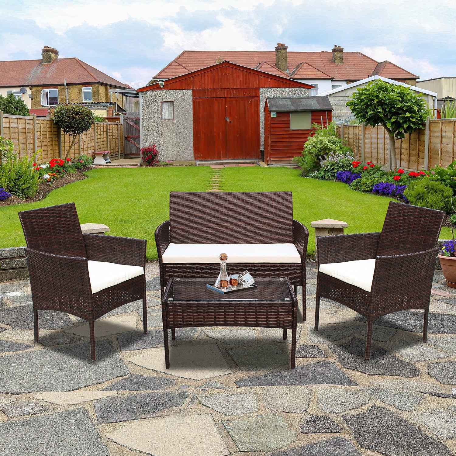 Sonnewelt Polyrattan Sitzgruppe Gartenmbel Set