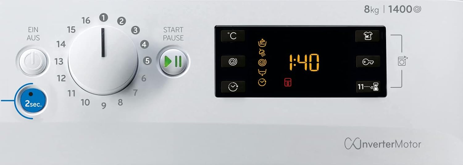 Privileg PWFV X 853 N Waschmaschine Frontlader/1400 U/min/8 kg/EEK B/Push & Go Steam/Dampf-Programme/Schnell 45min Volle Ladung/Schnell-Programme(20/45/60 Min.)/Inverter-Motor/Mehrfachwasserschutz