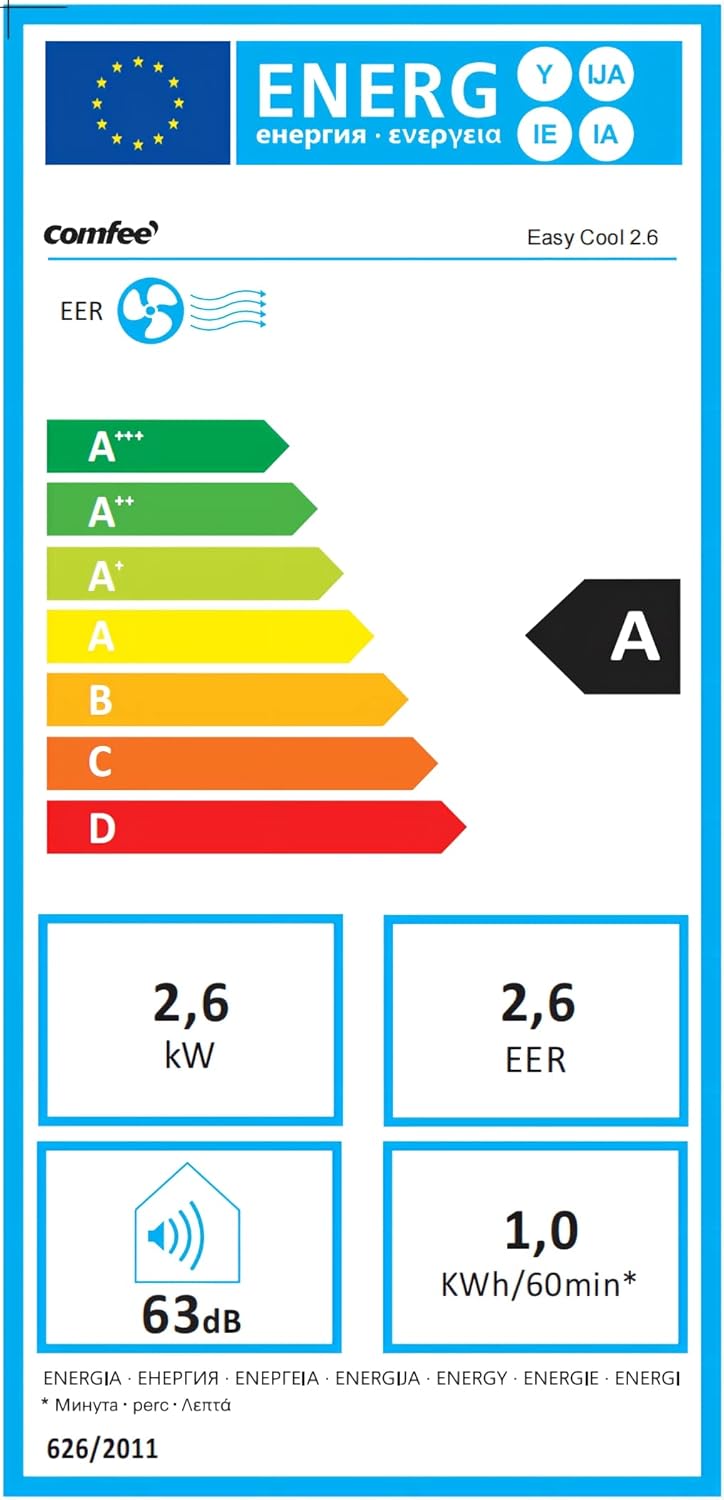 Comfee Mobiles Klimagerät MPPH-09CRN7, 9000 BTU 2,6kW, Kühlen&Ventilieren&Entfeuchten, Raumgröße bis 88m³(33㎡), Mobile Klimaanlage mit Abluftschlauch