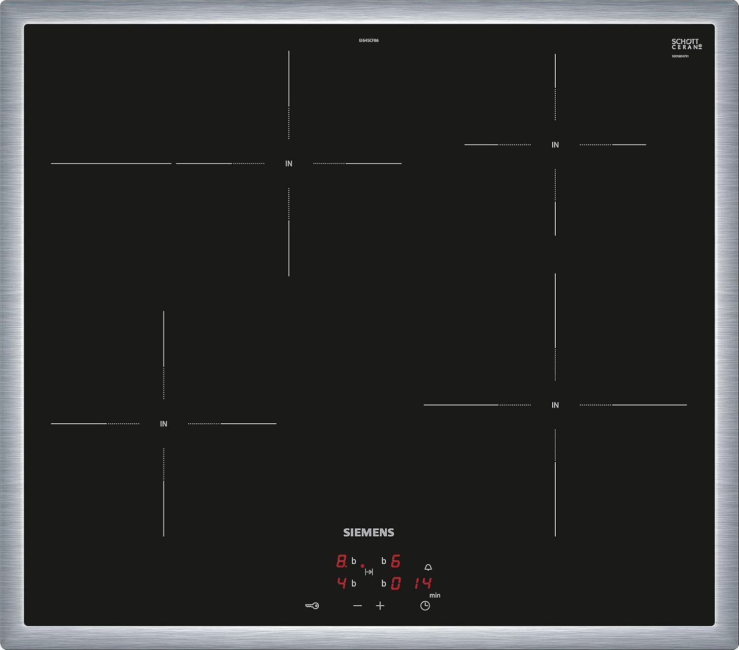 Siemens EQ522IA00 iQ500 Herd-Glaskeramik-Kochfeld-Kombination herdgesteuert, 59,4 cm breit, granit Glanz-Emaille - einfache Reinigung, cookControl10 - Automatikprogramme