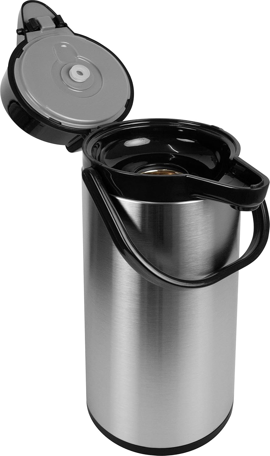 Saro Thermo Kaffeemaschine mit Korbfilter und Thermoskanne Industriekaffeemaschine mit Pumpkanne (2,2 Liter, ca. 10 Tassen Kaffee, Brüh- & Warmhaltefunktion), silber