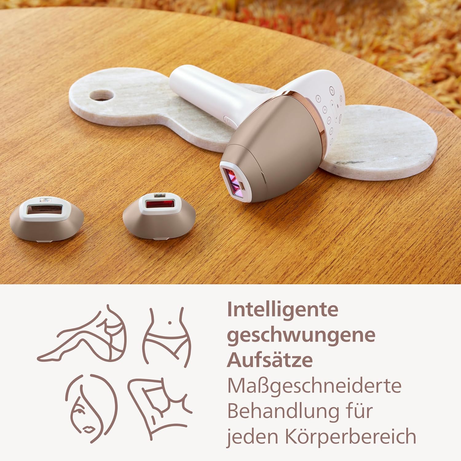 Philips Lumea IPL Haarentfernungsgerät 9000 Series – Haarentfernungsgerät mit SenseIQ Technologie, 3 Aufsätze für Körper, Gesicht und Präzision, kabellos (Modell BRI955/00)