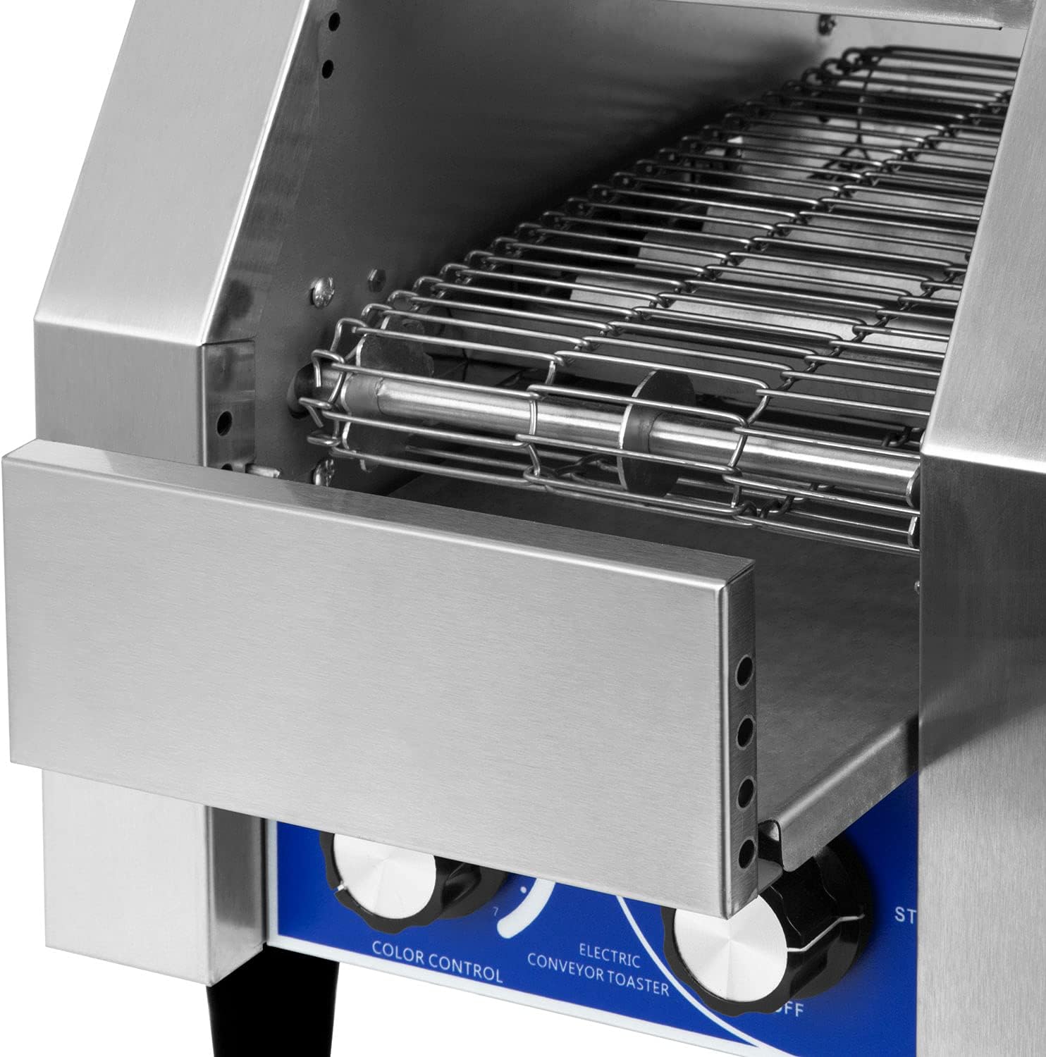 vertes Durchlauftoaster Toaster mit Laufband aus Edelstahl (1940W, 230V, Gastro Profi für Toast und Burger Buns, Zugabefach, 2 Ausgabefächer, 7 Geschwindigkeitsstufen, Krümelschublade, 2 Modi)