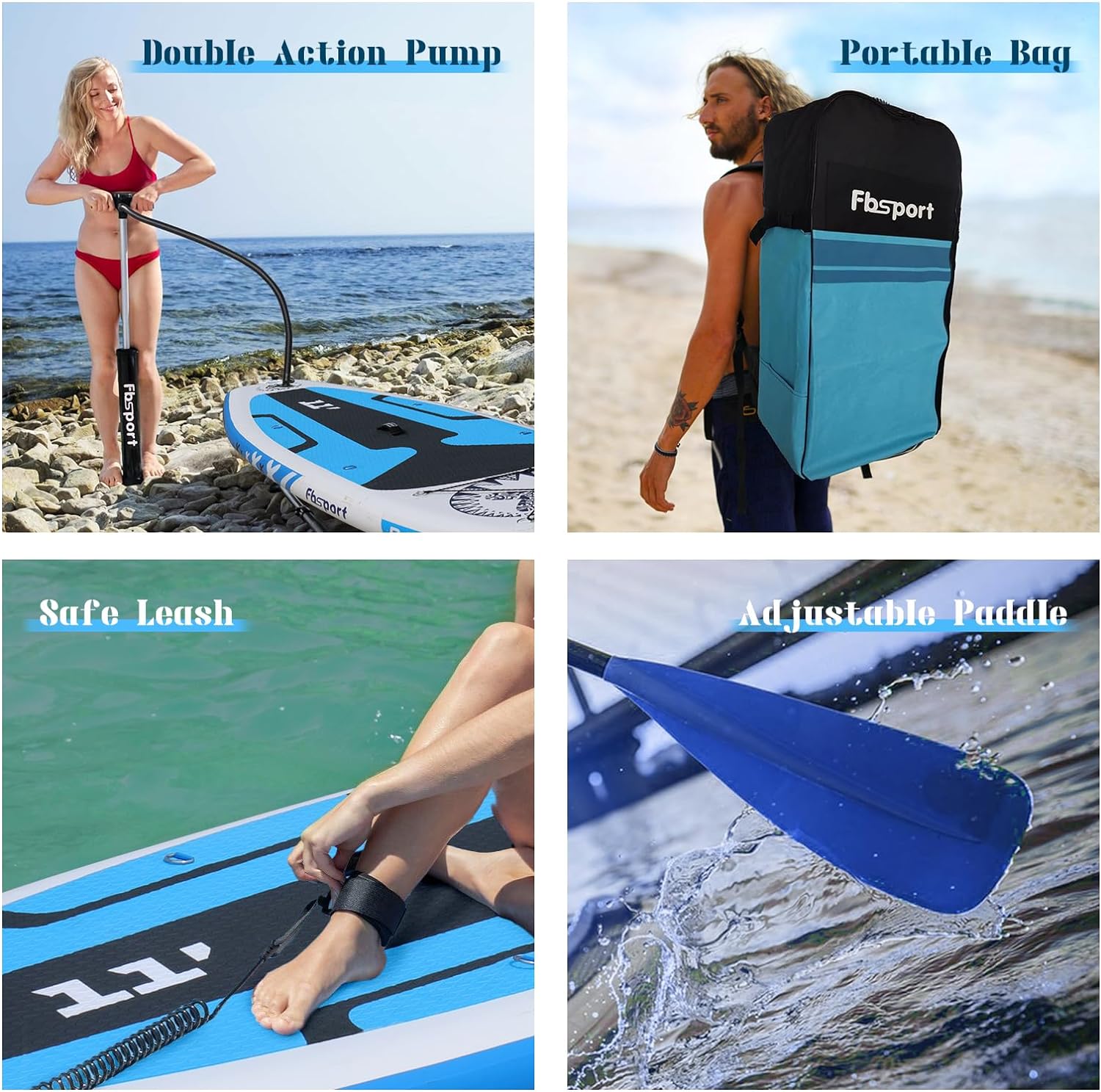 Premium-Stand-Up-Paddle-Board, Yoga-Board mit strapazierfähigem SUP-Zubehör und Tragetasche | Breiter Stand, Surf-Kontrolle, rutschfestes Deck, Leine, Paddel und Pumpe für Jugendliche und Erwachsene