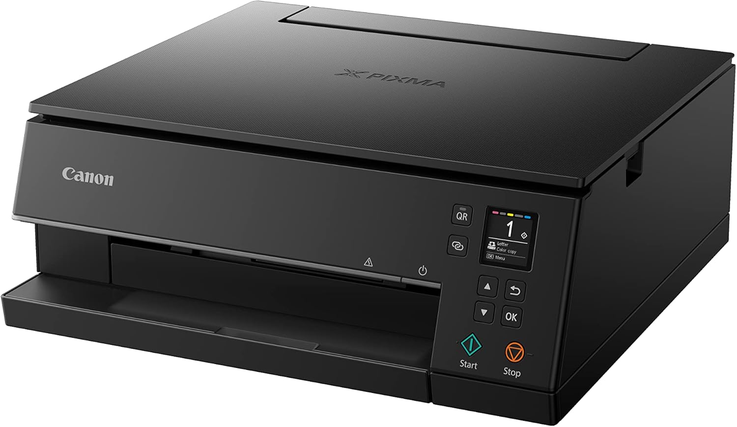 Canon PIXMA TS6350a Drucker Farbtintenstrahl Multifunktionsgerät DIN A4 (Fotodrucker, Scanner, Kopierer, OLED, 4.800x1.200 dpi, USB, WLAN, 5 separate Tinten, Duplexdruck, 2 Papierzuführungen), schwarz