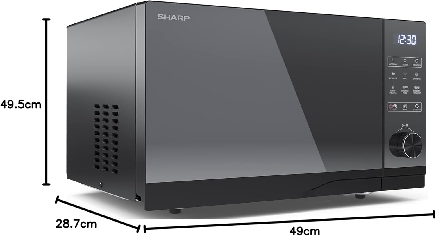 SHARP MG81ES Mikrowelle mit Grill (Mikrowelle: 900W, Grill: 1100W, 11 Leistungsstufen, Auftaufunktion, Abmessungen: 512x300x396cm, Emaille-Keramik-Garraum mit antibakteriellen Eigenschaften), silber