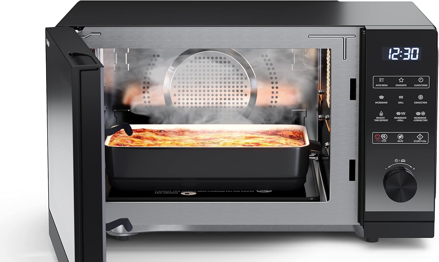 SHARP MG81ES Mikrowelle mit Grill (Mikrowelle: 900W, Grill: 1100W, 11 Leistungsstufen, Auftaufunktion, Abmessungen: 512x300x396cm, Emaille-Keramik-Garraum mit antibakteriellen Eigenschaften), silber