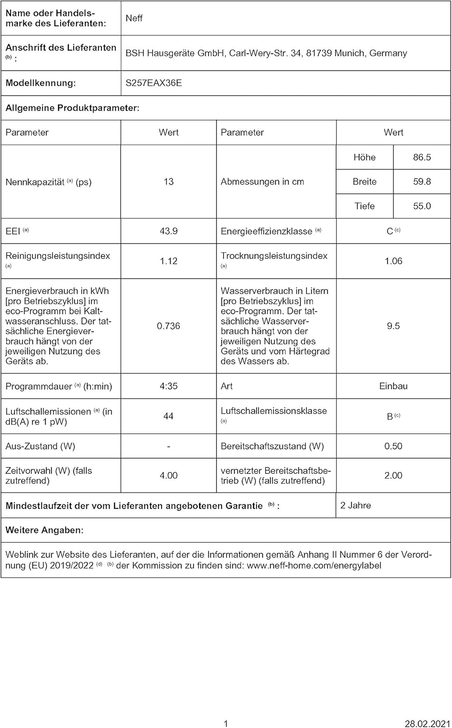 NEFF S157YCX03E, N 70, Smarter Geschirrspüler Vollintegriert, 60 cm, Besteckschublade, Made in Germany, Zeolith-Trocknung, besonders leise Spülmaschine, höhenverstellbarer Oberkorb, starker Sprühdruck