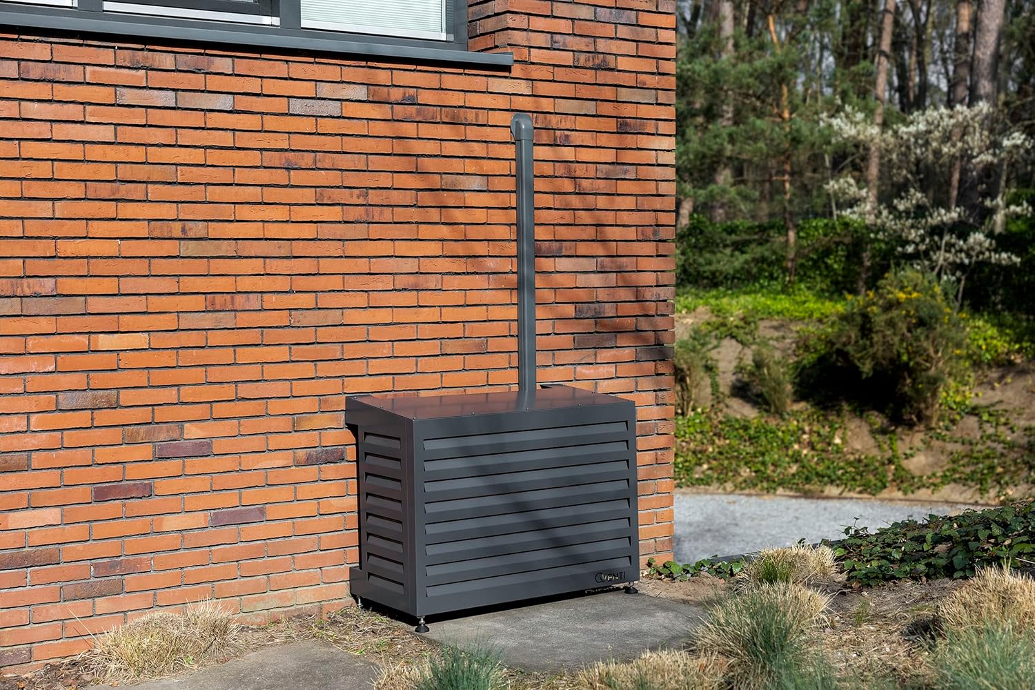 Qventi Abdeckung für Klimaanlage - Anthrazit/Grau - Aluminium - Schutzgitter - Verkleidung - Einfache Montage - Größe S - Außenmaße (LxBxH): 100 x 50 x 75 cm