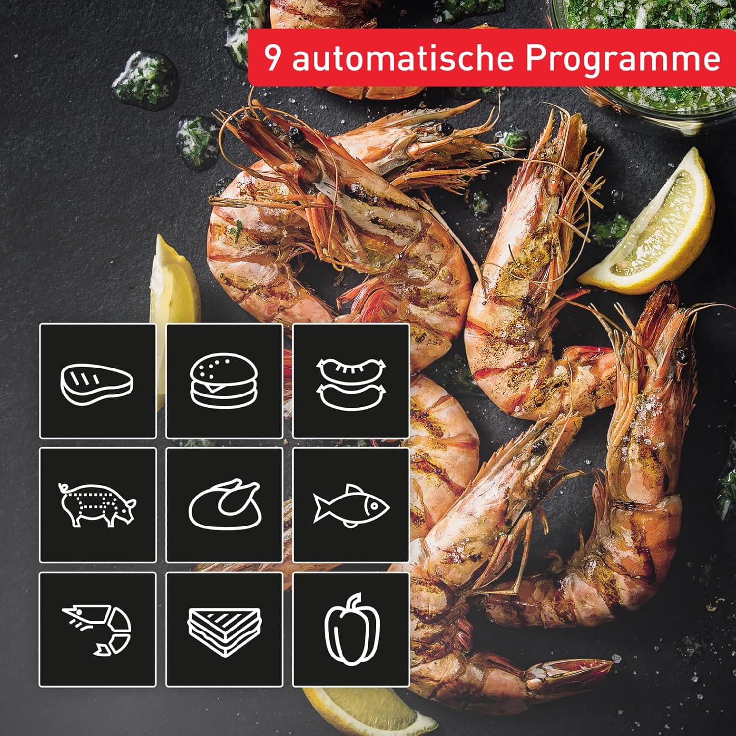 Tefal OptiGrill 4in1 Kontaktgrill mit Backschale, Aufklappbar, Tischgrill, 9 Programme, Garstufenanzeige, Elektrogrill, Backofen, GC776D10