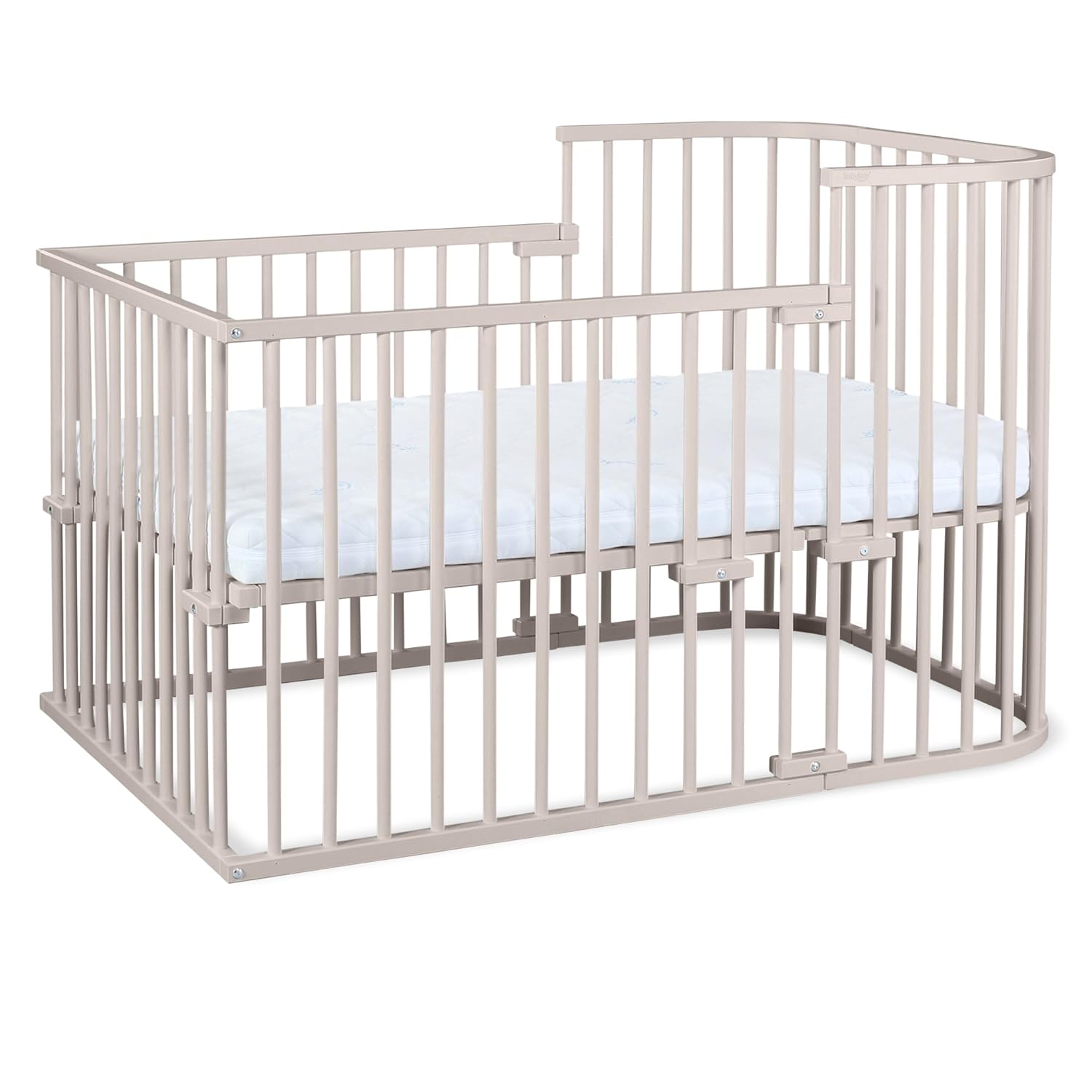 babybay Original Beistellbett aus massivem Buchenholz / kompakt & verwandelbar / Kinderbett Höhe stufenlos verstellbar & umweltfreundlich / mitwachsendes Babybett (weiß lackiert) / inkl. Matratze