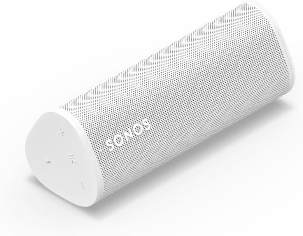 Sonos Roam 2 | Leichter, mobiler und wasserdichter Speaker mit Bluetooth, WLAN, mindestens 10 Stunden Akkulaufzeit und Voice Control für drinnen und draußen - Weiß