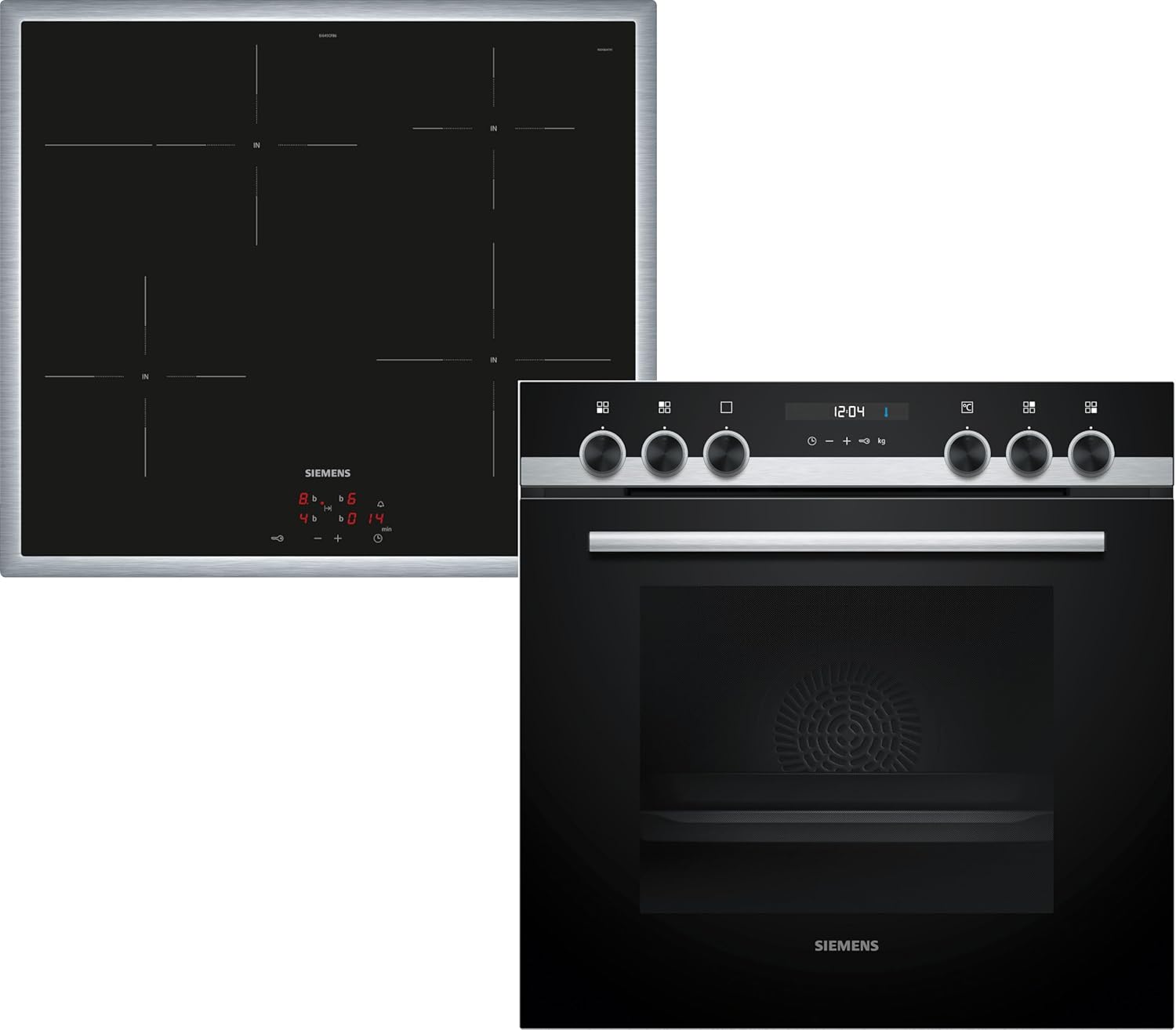 Siemens EQ522IA01, Einbauherd-Set, Bestehend aus HE517GBS4 Herd, 60 x 60 cm, 3D Heißluft, Selbstreinigung, Clip Auszug & EI645CFB6E Induktionskochfeld, Bräterzone, powerBoost, Edelstahl Rahmen