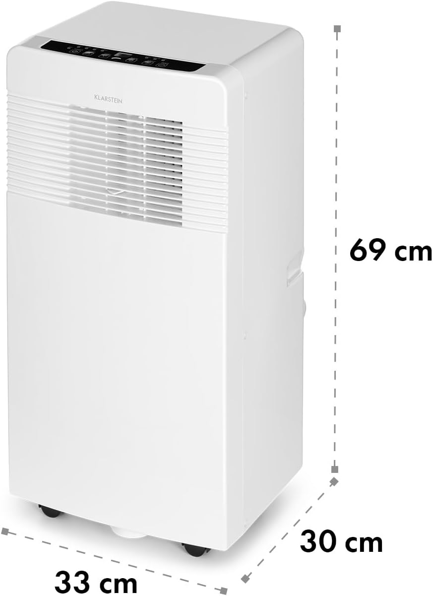 Klarstein Mobile Klimaanlage mit Abluftschlauch, 3-in-1 Klimagerät mit Ventilator, Luftentfeuchter & Nachtmodus, Kleine & Portable Klimaanlage für Wohnung & Büro, 12000 BTU Niedrig Verbrauch