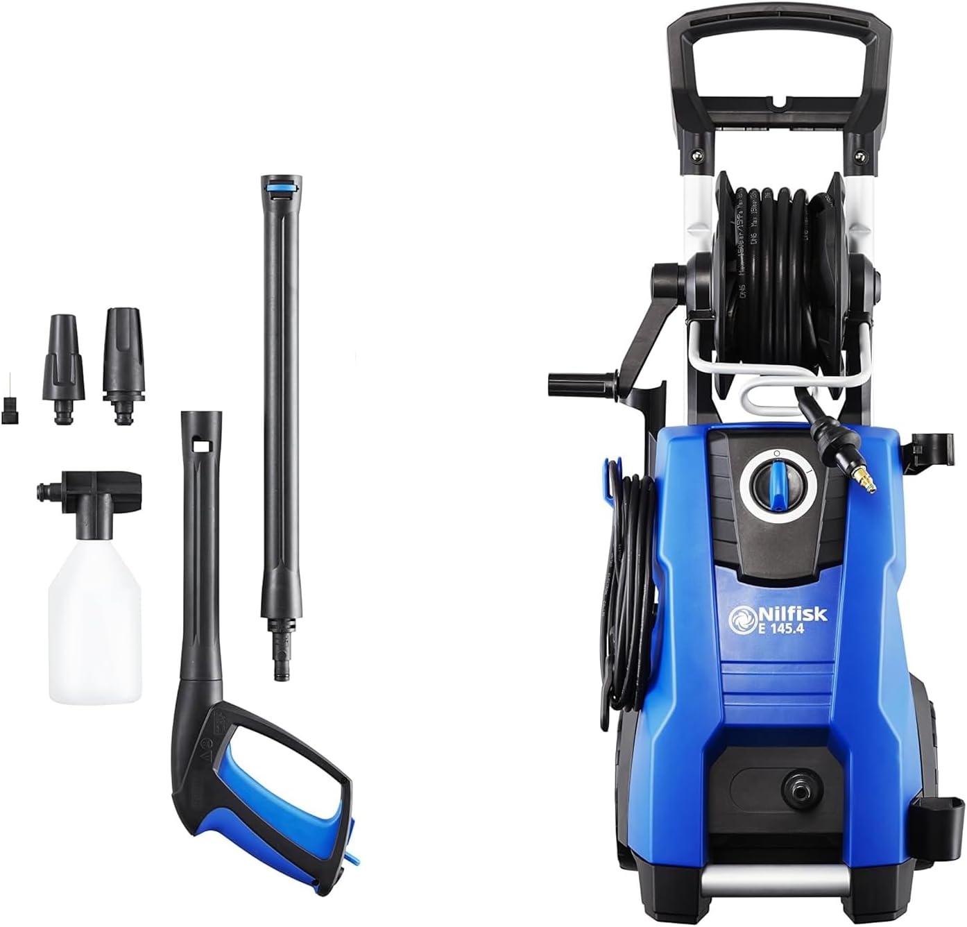 Nilfisk bar Hochdruckreiniger mit Induktionsmotor (inkl. Patio Cleaner Flächenreiniger und rotierende Bürste) E145.4-9 blau
