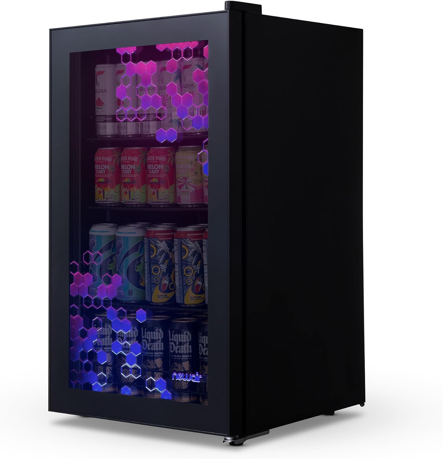 Getränkekühlschrank | Freistehender Kühlschrank für 126 Dosen mit Glastür mit Scharnier rechts | Mini-Getränkekühlschrank, perfekt für Bier, Wein, Limonade und kühlere Getränke