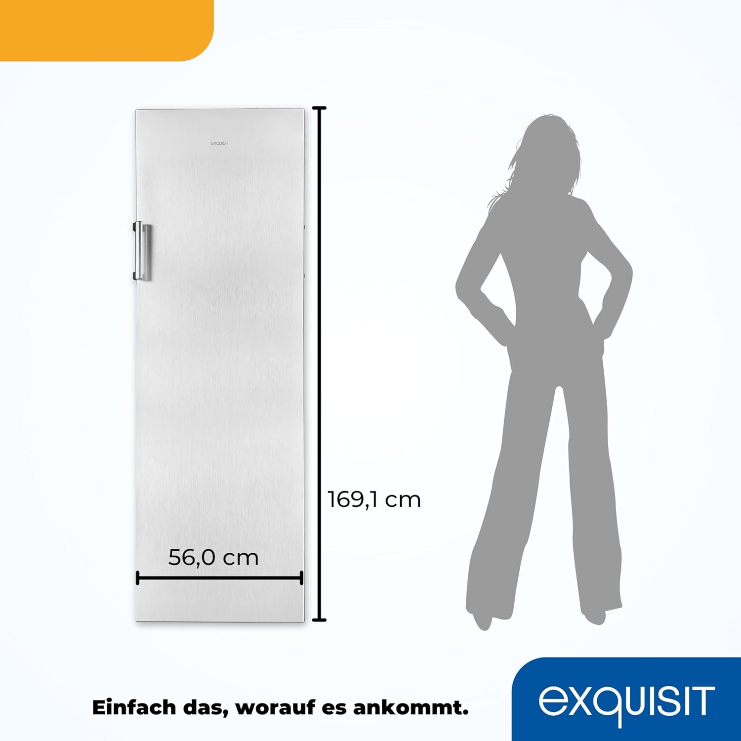 Exquisit Gefrierschrank GS271-NF-H-010E inoxlook | Gefrierschrank NoFrost 194 l Volumen | Tiefkühlschrank mit 5 Schubladen | Schnellgefrieren