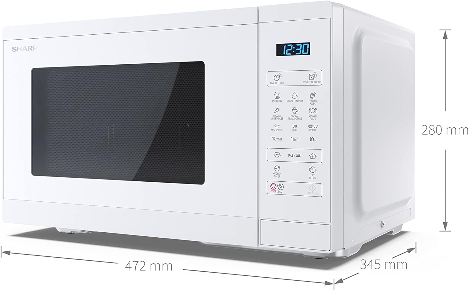 SHARP MG81ES Mikrowelle mit Grill (Mikrowelle: 900W, Grill: 1100W, 11 Leistungsstufen, Auftaufunktion, Abmessungen: 512x300x396cm, Emaille-Keramik-Garraum mit antibakteriellen Eigenschaften), silber