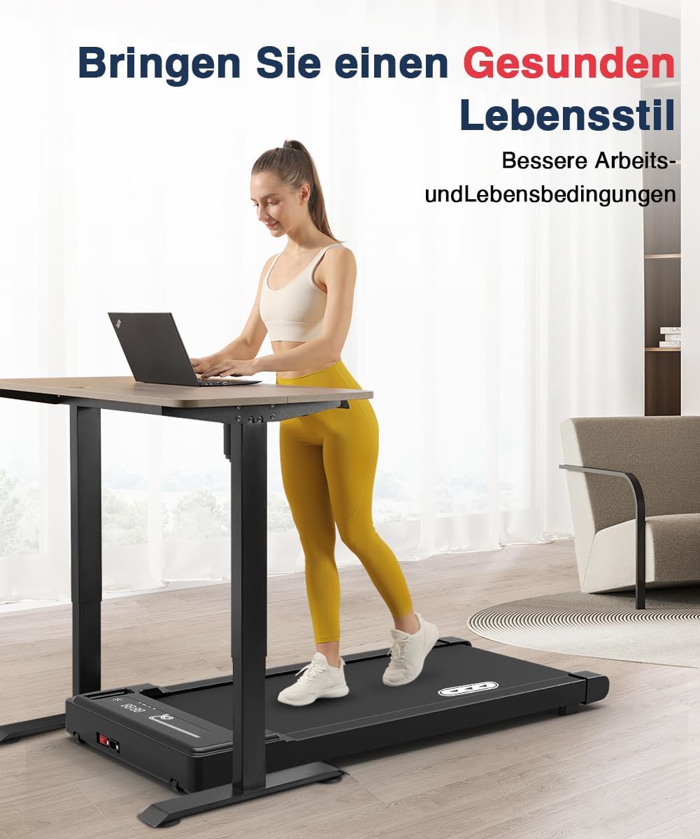 Redliro Walking Pad, Laufband für Zuhause mit Fernbedienung und LED-Anzeige, Kompaktes und leises Laufband Schreibtisch für Zuhause/Büro 1-6km/h