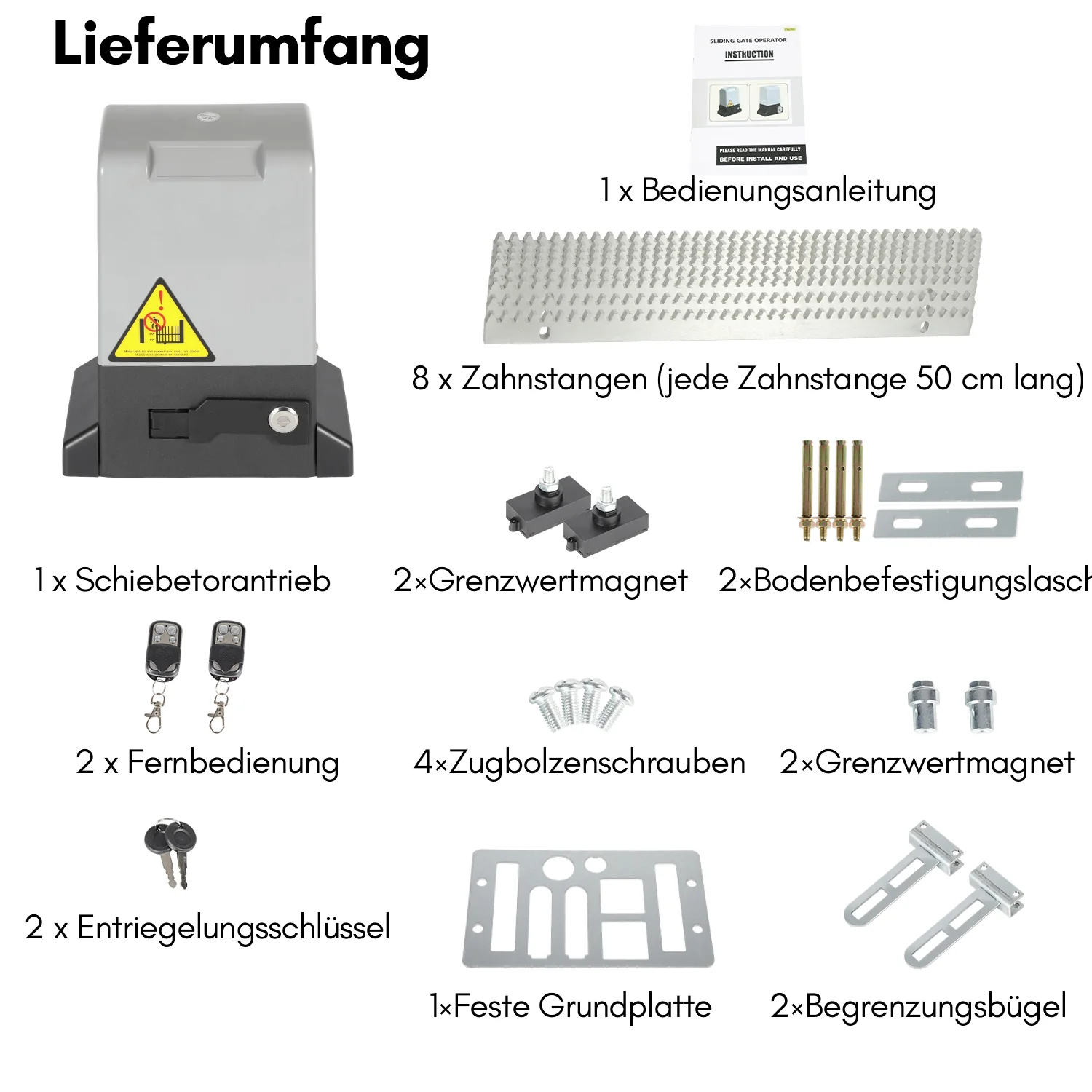 Sonnewelt Schiebetorantrieb Garagentorantrieb mit App-Steuerung 370W/550W