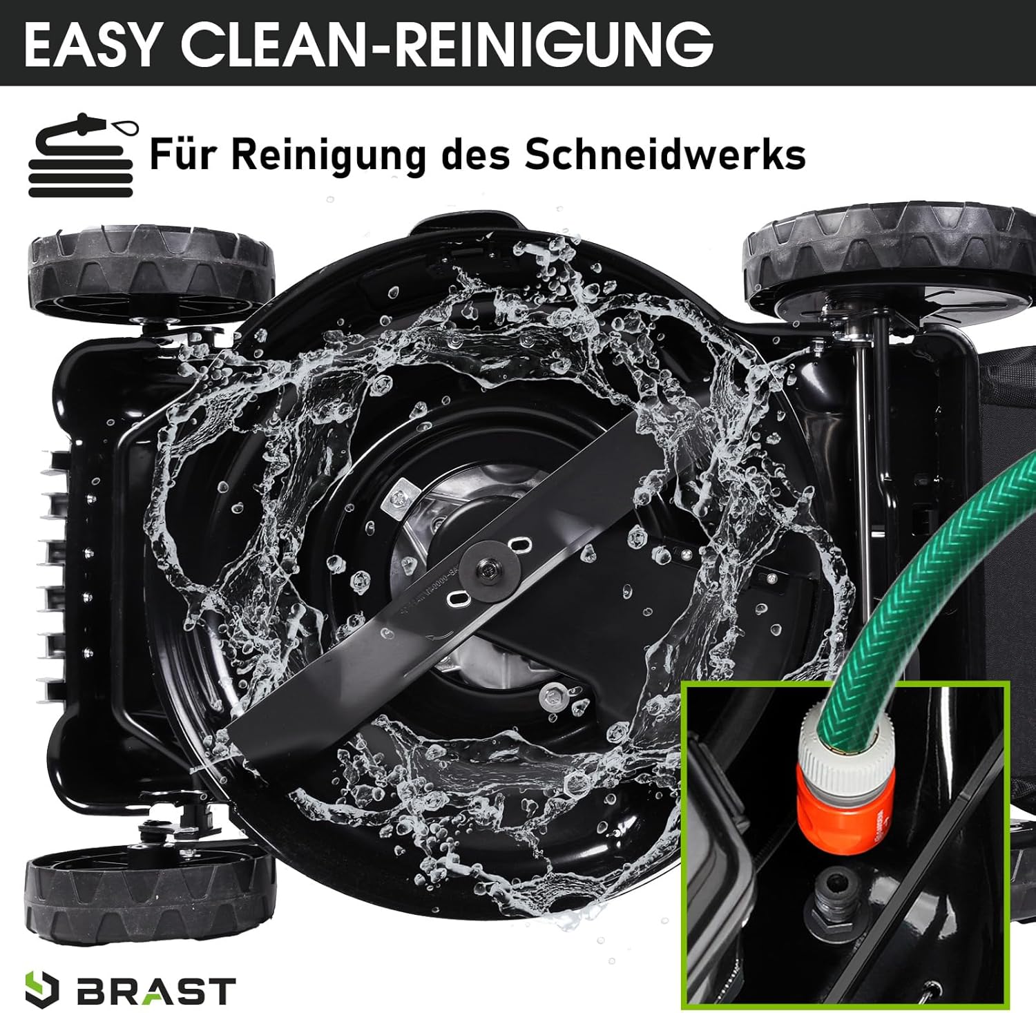 BRAST® Benzin Rasenmäher mit Antrieb | 5,2kW (7PS) | 55cm Schnittbreite | viele Modelle | TÜV | 30-80mm Schnitthöhe | 60L Fangkorb | 4 Takt OHV Motor | Stahlgehäuse | Power