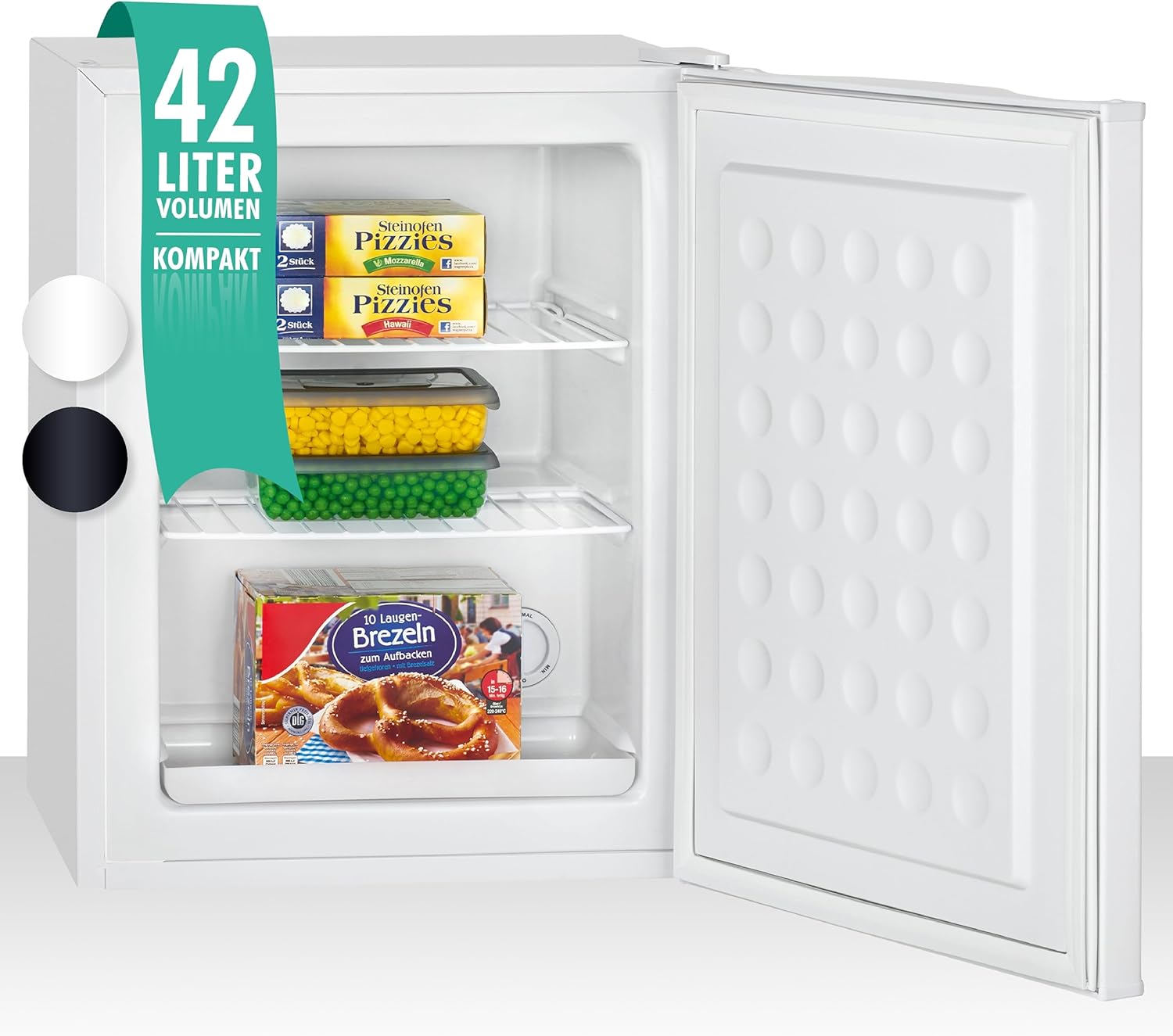 Bomann Gefrierschrank klein mit 42L Nutzinhalt | Mini Gefrierschrank mit 2 herausnehmbaren Gitterablagen | Gefrierschrank mit wechselbarem Türanschlag & stufenloser Temperaturreglung |GB 7236 schwarz