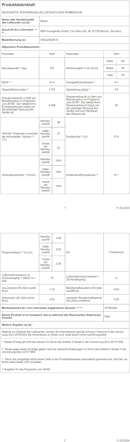 BOSCH WAN28127 Waschmaschine Serie 4, Frontlader mit 8kg Fassungsvermögen, 1400 UpM, Iron Assist, Active Water Plus, EcoSilence Drive, Speed Perfect, Weiß, 60cm