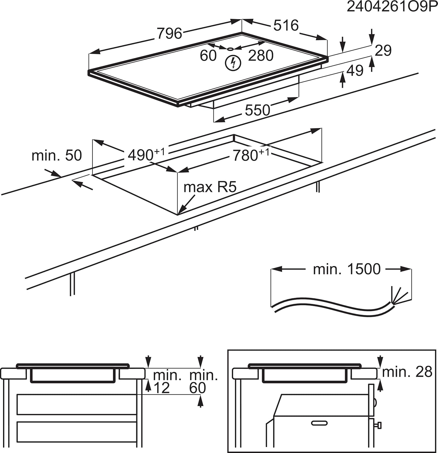 AEG IKE84441XB Autarkes Kochfeld / Herdplatte mit Touchscreen, Topferkennung & Hob²Hood-Funktion / Induktionskochplatte / 4 Kochzonen / Edelstahlrahmen / 80 cm Schwarz