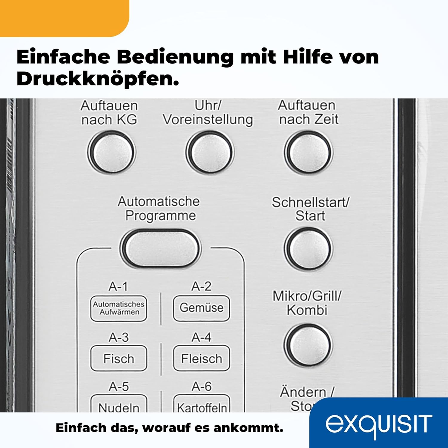 Exquisit EMW 20.1G Einbau-Mikrowelle | 20 L Garraum | 800 W | Inoxlook | 1000 W Grilleistung | 5 Leistungsstufen | Timer | Drehteller: 24,5cm Ø | 8 Autokochprogramme | Innenbeleuchtung