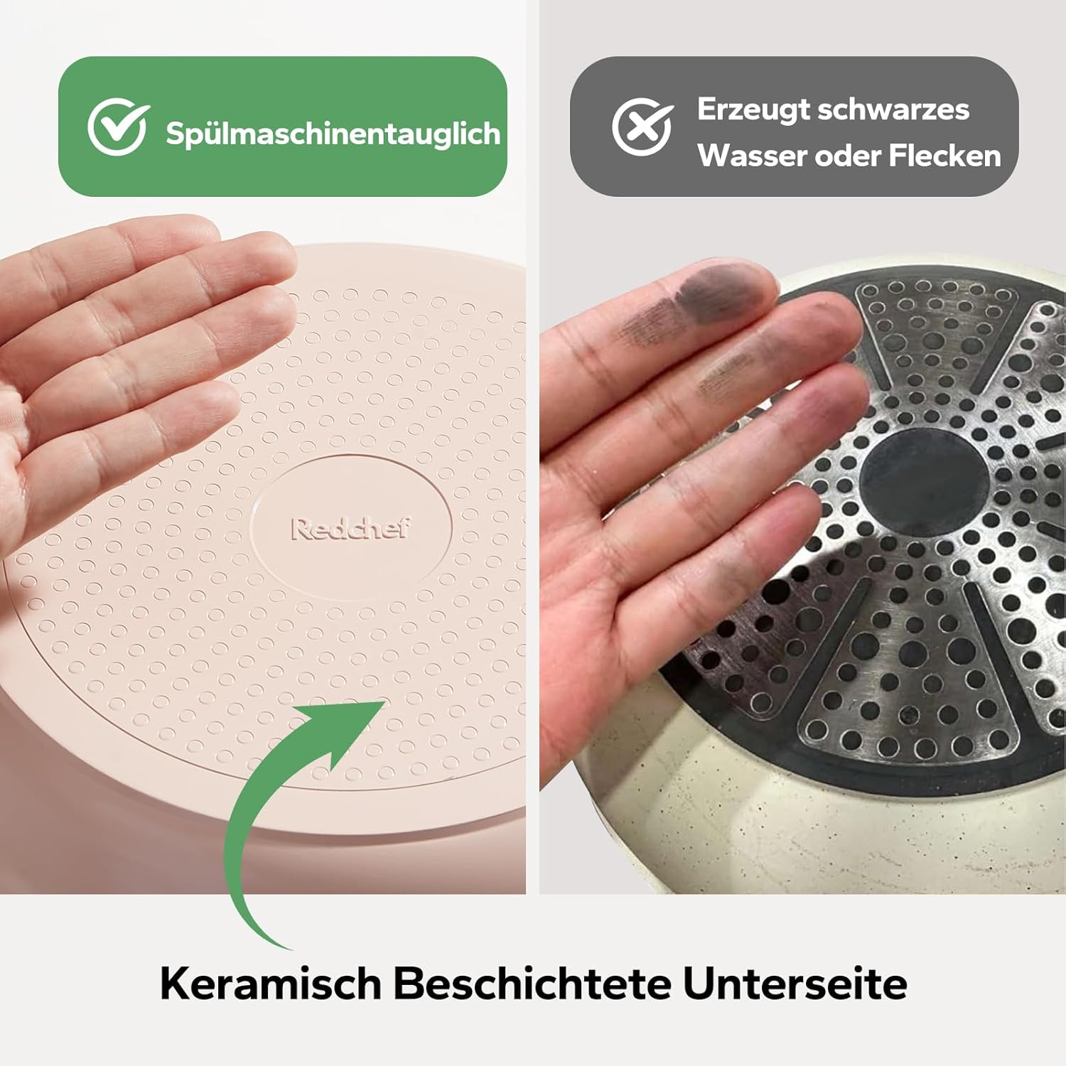 Redchef Topfsets Pfannenset 16-Teilig Antihaft-Keramik-Kochgeschirr-Set mit Abnehmbaren Griffen, Pfanne 20/26cm, Tiefe Bratpfanne 26cm, Topf 18/20cm, Stapelbar Topfset Für alle Herdarten, Ofenfest