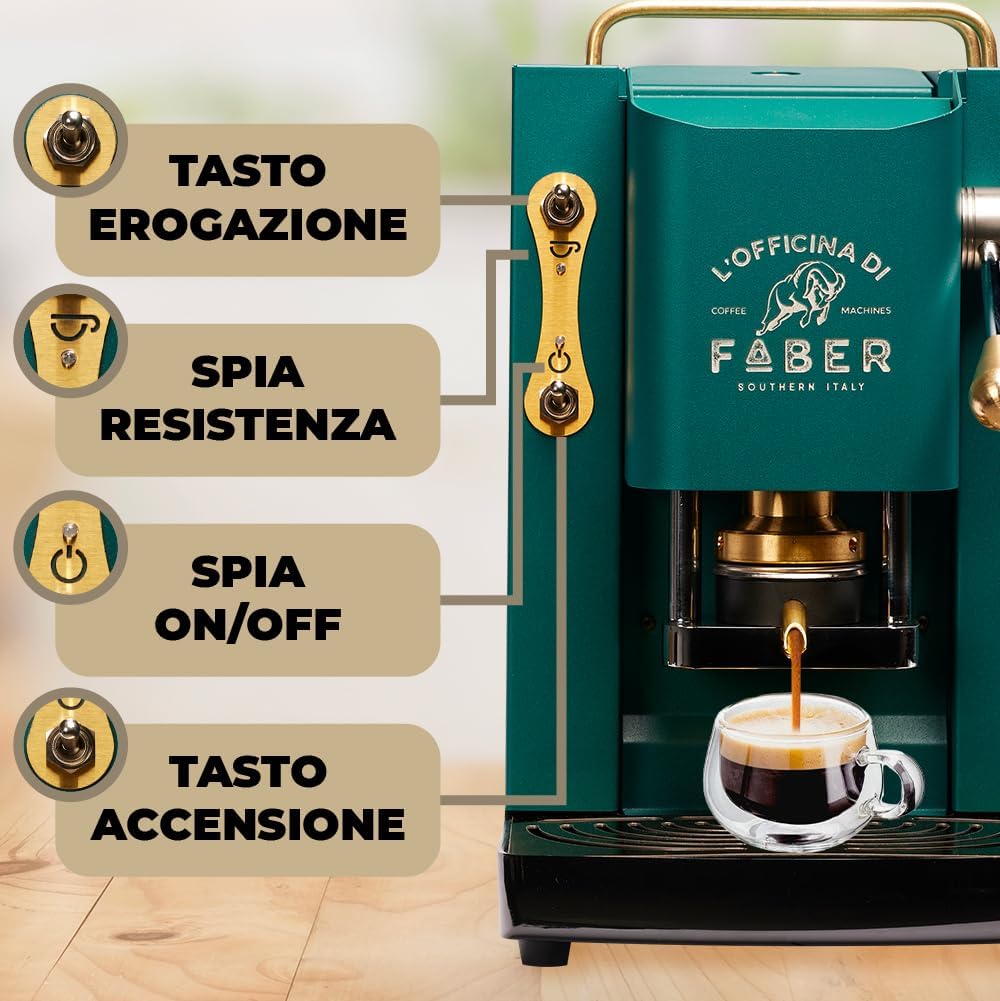 Faber PRO Total Deluxe Kaffeemaschine aus Messing, 44 mm Ese Papier, 1.3 liters, (Weiß)