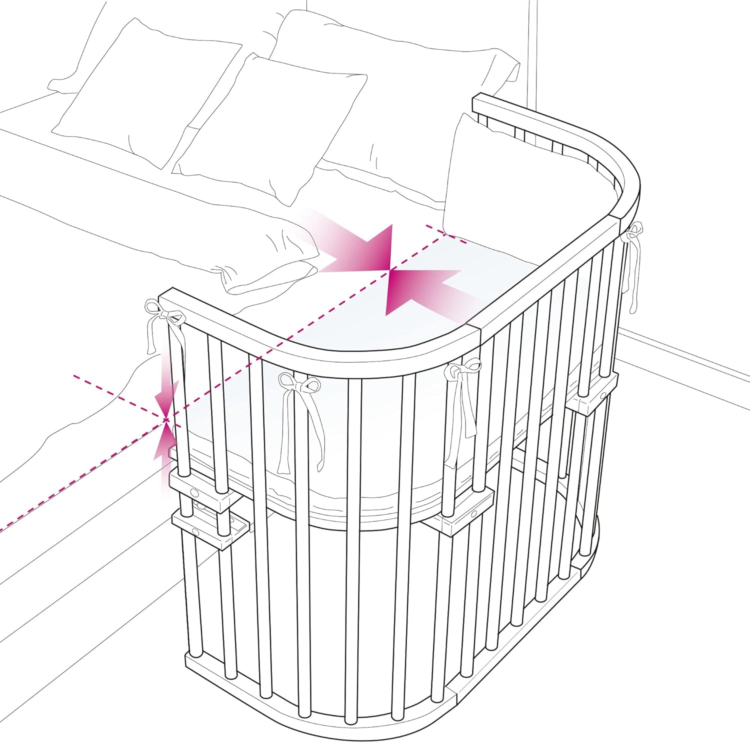 babybay Original Beistellbett aus massivem Buchenholz / kompakt & verwandelbar / Kinderbett Höhe stufenlos verstellbar & umweltfreundlich / mitwachsendes Babybett (weiß lackiert) / inkl. Matratze