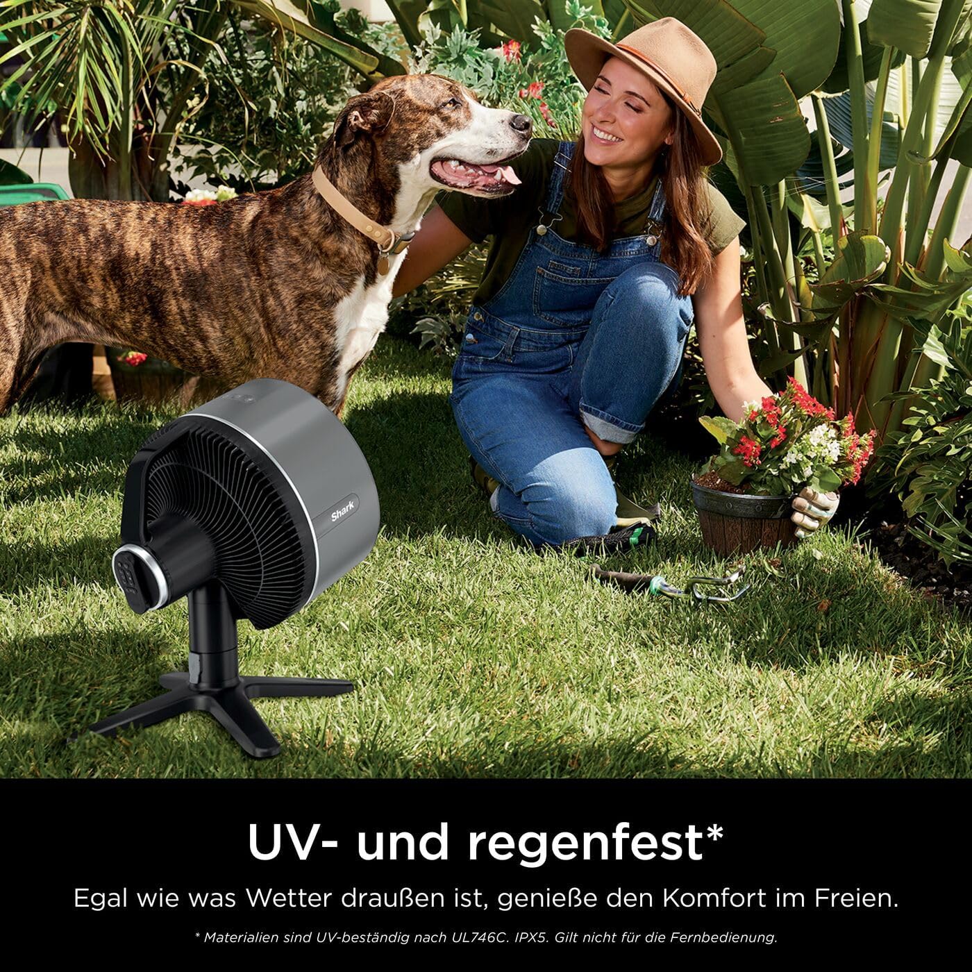 Shark FlexBreeze Ventilator Leise, Hybrid Ventilator Kabelgebunden & Kabellos, Tragbar, für Innen- und Außenbereich, UV- & Wasserbeständig, Ultraleistungsstark, Ultraleise, Weiß FA220EU