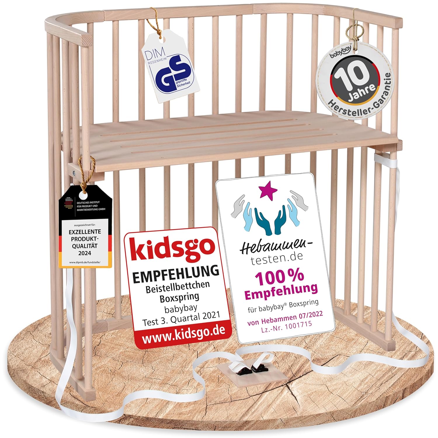 babybay Original Beistellbett aus massivem Buchenholz / kompakt & verwandelbar / Kinderbett Höhe stufenlos verstellbar & umweltfreundlich / mitwachsendes Babybett (weiß lackiert) / inkl. Matratze