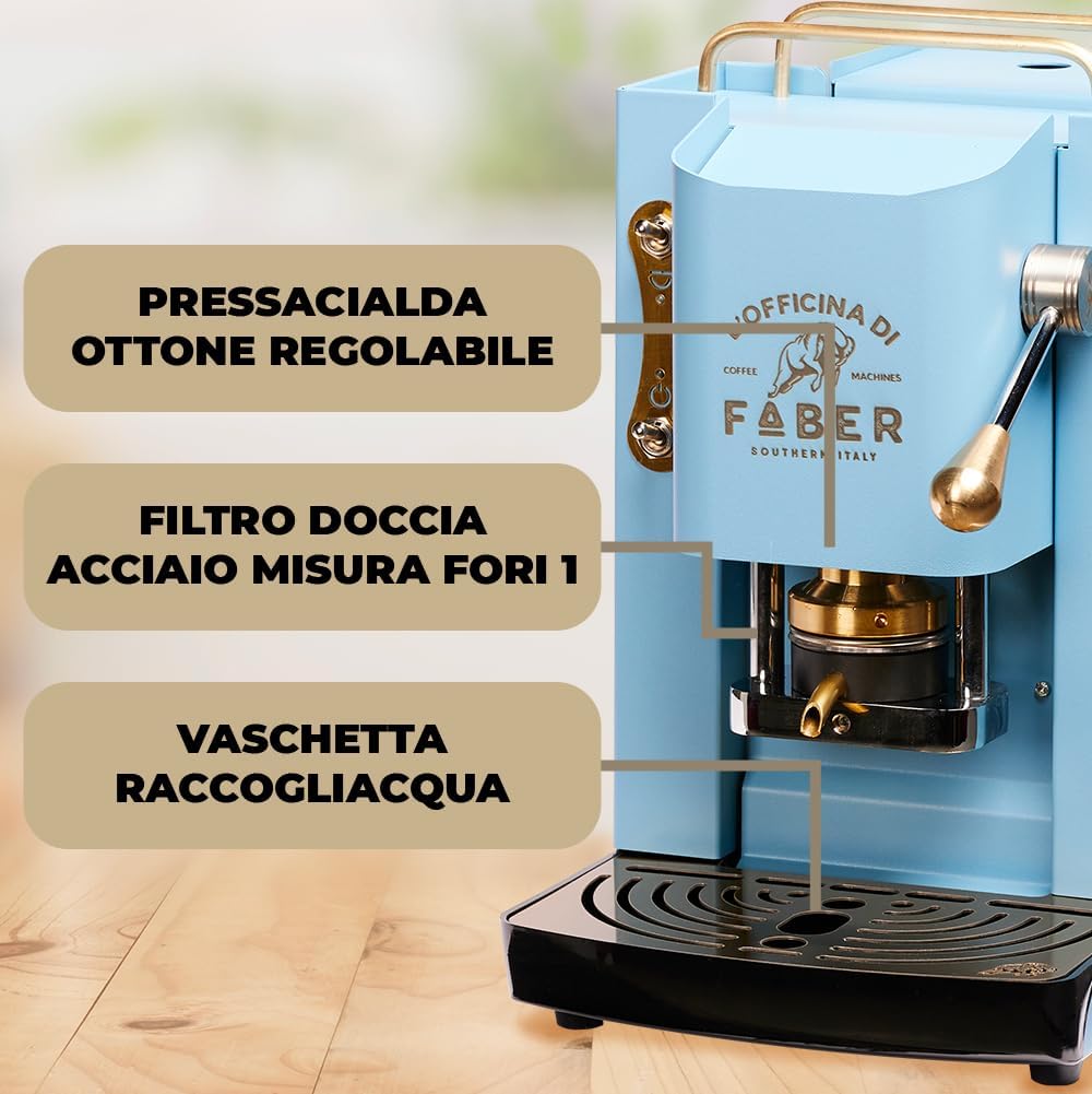 Faber PRO Total Deluxe Kaffeemaschine aus Messing, 44 mm Ese Papier, 1.3 liters, (Weiß)