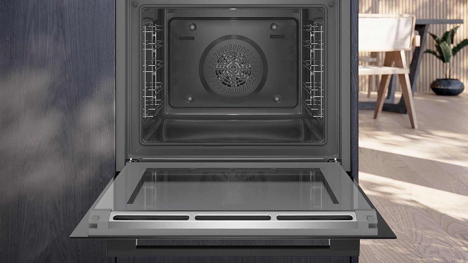 Siemens EQ211KAAB Einbau-Herd-Set iQ300, Integrierbare Herd-Kochfeld-Kombination 60 cm breit, Schnellaufheizung, granit Glanz Emaille, 3D Heißluft, Bräterzone, Schwarz