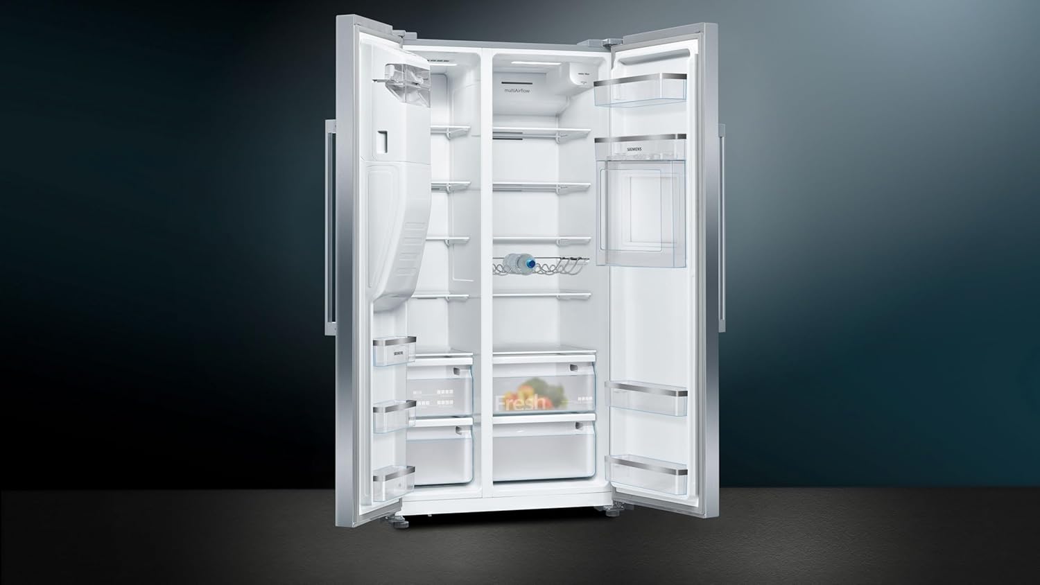 SIEMENS KF96NVPEA iQ300 Multi-Door-Kühlschrank, 183 x 91 cm, 405 L Kühlen & 200 L Gefrieren, hyperFresh längere Frische, noFrost nie wieder abtauen, superCooling schnellere Kühlung